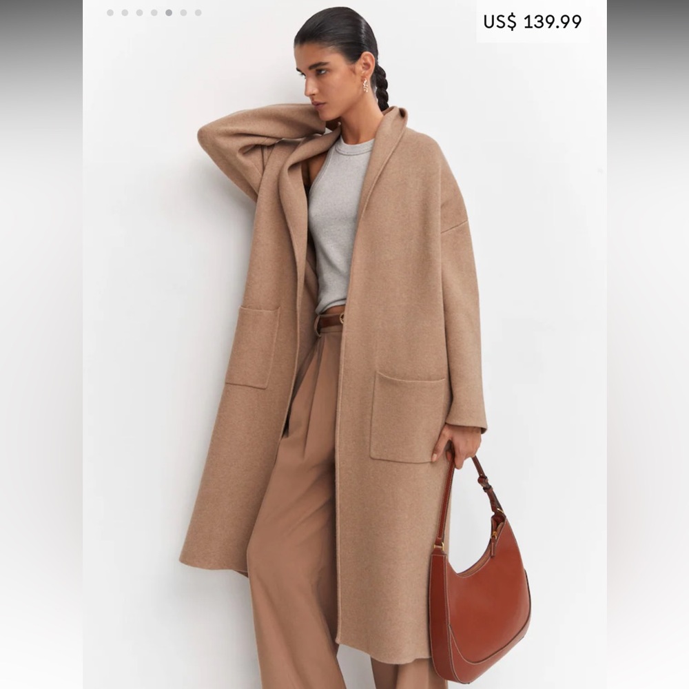 Womens Mango Oversized Knitted Cardigan Style Coat with Pockets